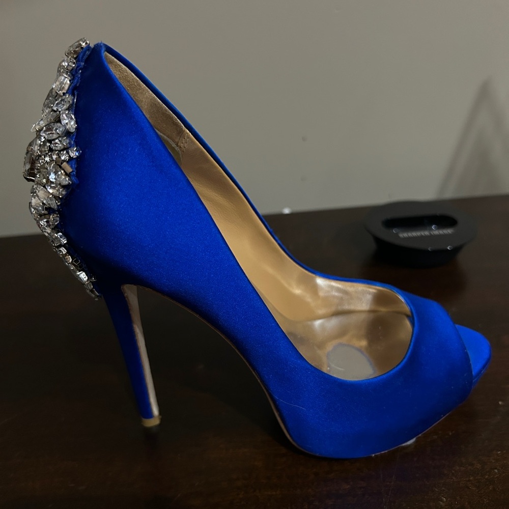 Badgley Mischka Blue and Silver Heels with Sparkling Details